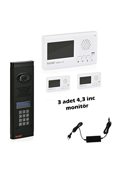 konwi intercom Görüntülü Diafon Seti Konwi 3 Daire Apartman Tipi Set Vsions 4...