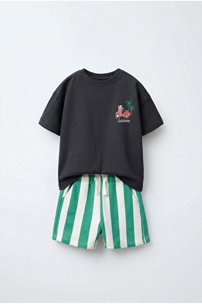 Magu Dečački set od Pamuk delova, crne boje, Kalifornija Štampano T-shirt i P...