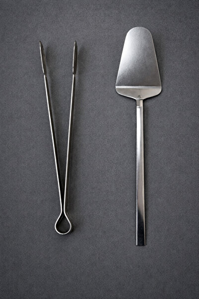 Umut طقم ملاعق تقديم من الفولاذ المقاوم للصدأ مكون من قطعتين مقاس 30 سم