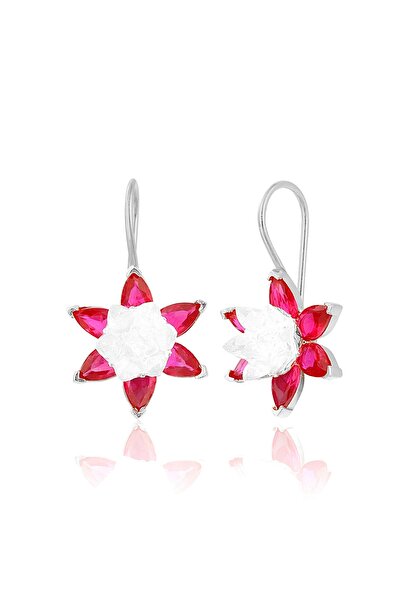 Zanaatsilver 925 Ayar Gümüş Rodyumlu Lotus Nilüfer Çiçeği Mengeç Küpe