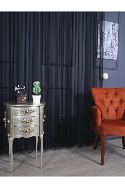 Home ALYA concept Siyah Düz Desen Ütü İstemez Kırışmaz Tül Perde 1/3 sık pile...