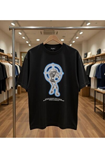 playwear Tricou cu decolteu rotund, cu imprimeu Skeleton Engagement Table, 10...