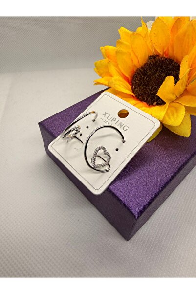 XUPING JEWELRY Zircon Stone Inside the Ring Heart Model Steel Earrings