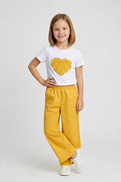 nacar çarşı Дівчача футболка з жовтим серцем Жовті широкі штани 23 квітня Свя...