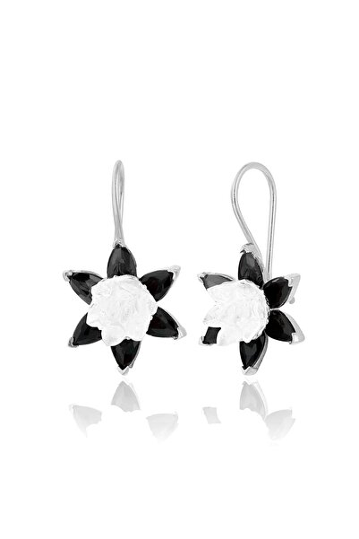 Zanaatsilver 925 Ayar Gümüş Rodyumlu Lotus Nilüfer Çiçeği Mengeç Küpe