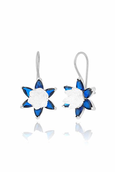 Zanaatsilver 925 Ayar Gümüş Rodyumlu Lotus Nilüfer Çiçeği Mengeç Küpe