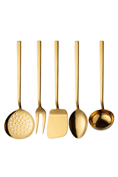 Arsel Alize Gold 5 Piece Serving Set 304 Quality Stainless Steel 18/10 Cr-Ni ...