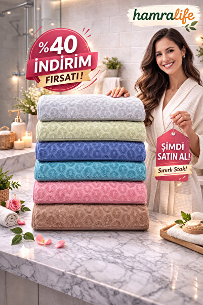 HAMRALİFE 6'lı Karışık El & Yüz Havlu Seti
