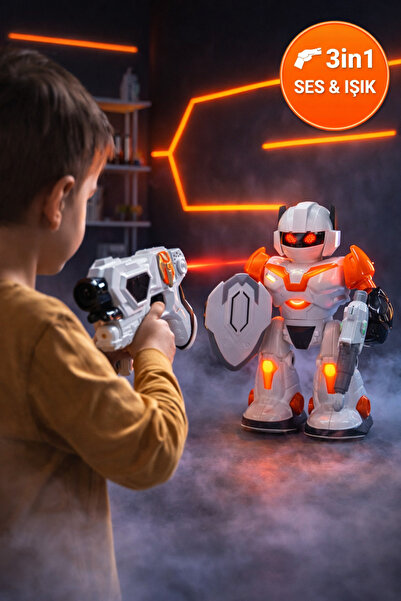 TOYFEST 3in1 Sesli Işıklı Dans Eden Robot Lazer Silahlı İnfrared Hedef Oyunu ...