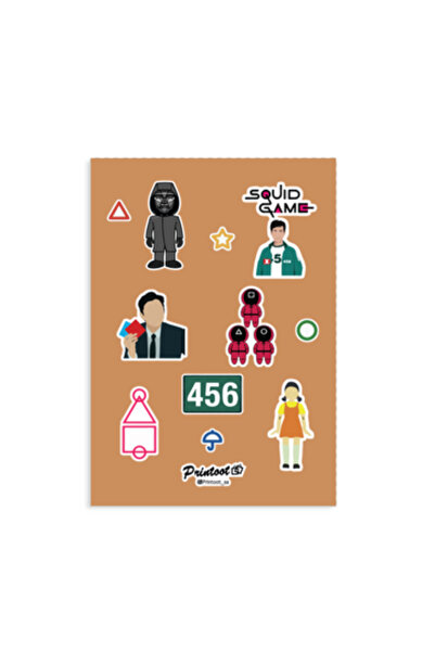 Printoot ورقة ملصقات زخرفية مستوحاة من شخصية لعبة الحبار ومدير اللعبة