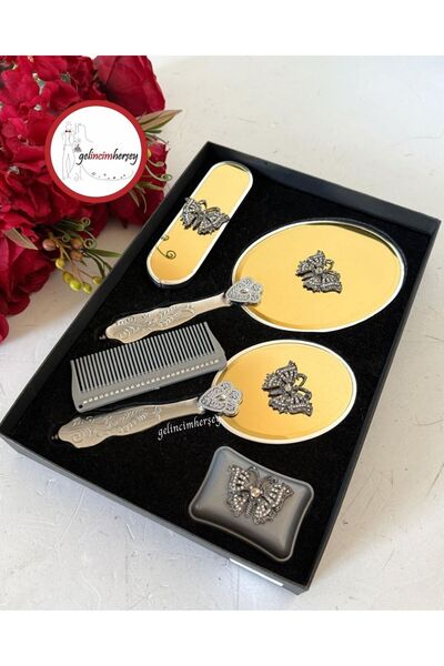 Gelincimherşey Gold Söz Nişan Bohça için Hediyelik Çeyizlik Broşlu 5 Parça Ay...