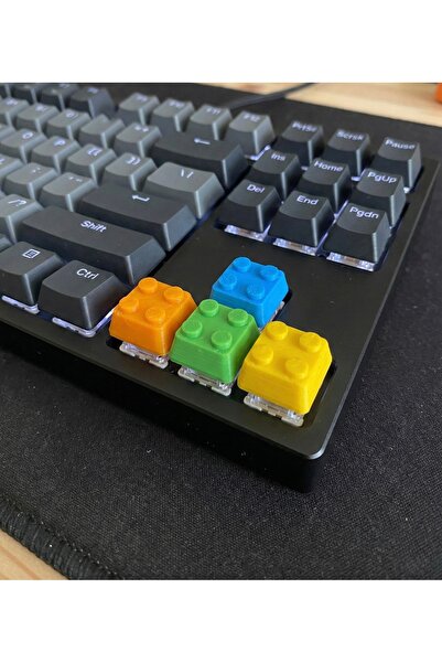 3DcraftTr Mekanik Klavye Uyumlu Lego Tasarım Artisan Keycap - Renkli Tuş Başl...