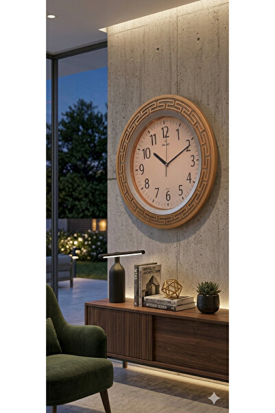Galaxy Modern Gold Çerçeveli Desenli Yuvarlak Duvar Saati 34.5 cm