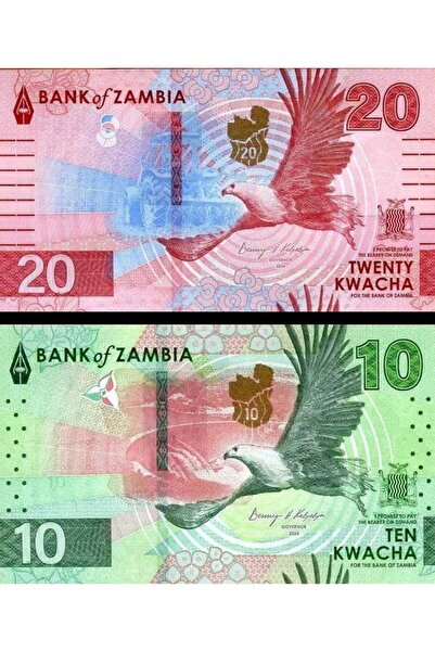 3Alp Koleksiyon Zambiya 2024 Yılı 10-20 Kwacha P#62-63 - Kağıt Para ÇİL (Unc)...
