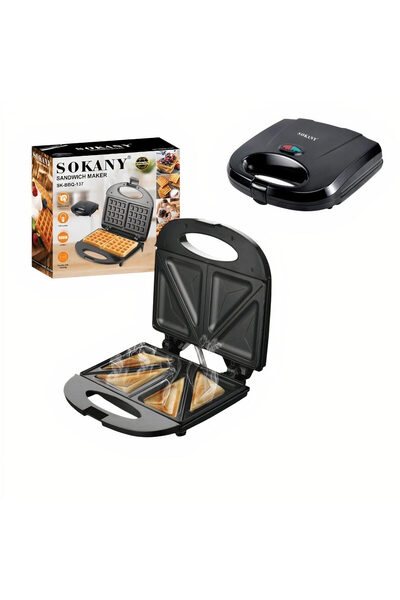 Prime Deals Electric Sandwich Maker 24x24 cm with Non-Stick Plates, Compact D...