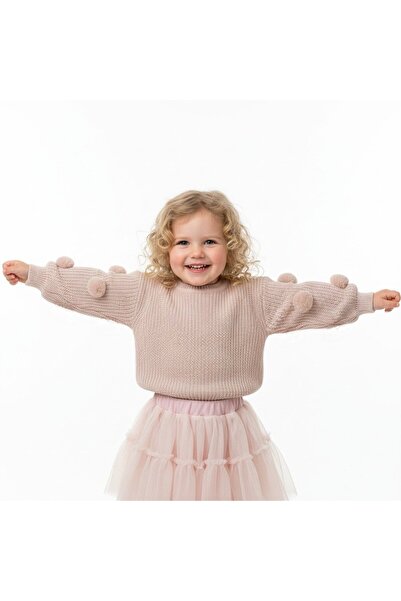 milay's life home collections Girls' 2-Piece Set with Pompom Sweater and Line...