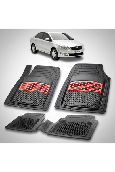 TEAMCAR Συμβατά πατάκια δαπέδου Skoda Rapid I 2012-2019 | Κόκκινο