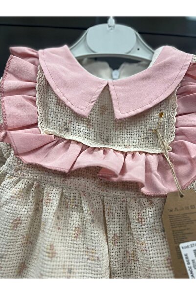 Kids Kız Bebek 6-24 Ay Pembe Fırfırlı Yakalı Tüllü Özel Gün Elbisesi
