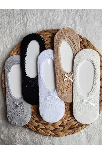 EFİLACCESSORİES DANTELLİ KURDELE DETAYLI 5 Lİ KADIN PATİK ÇORAP