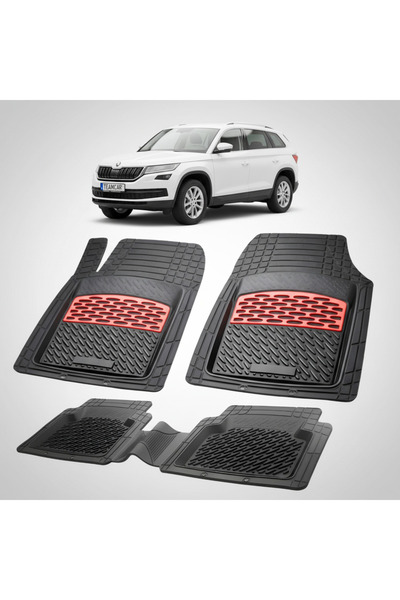TEAMCAR Skoda Kodiaq I Compatible Floor Mats 2016-2023 | Red