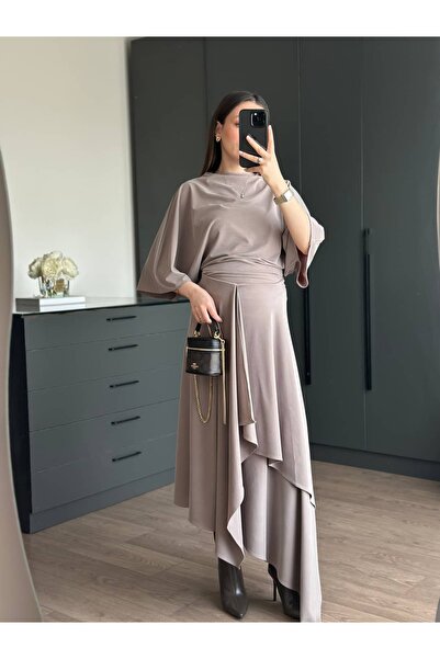 Tugen Co Modal Fabric Waist Draped Skirt Set