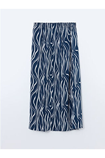 LC Waikiki Modanova Sezon Navy Blue Elastic Waist Patterned Women's Skirt