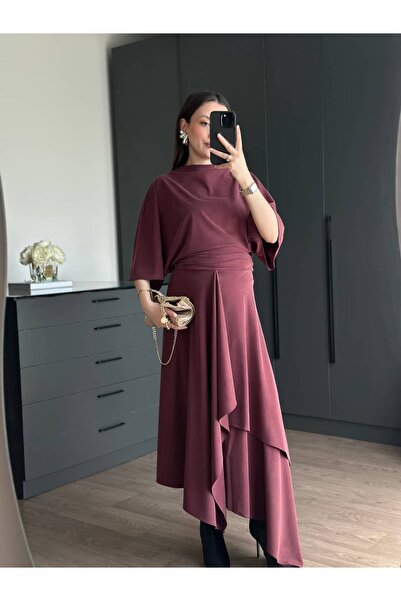 Tugen Co Modal Fabric Waist Draped Skirt Set