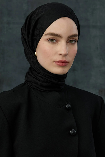 VALORSCARF Siyah Bloom Desen Kaşmir Şal