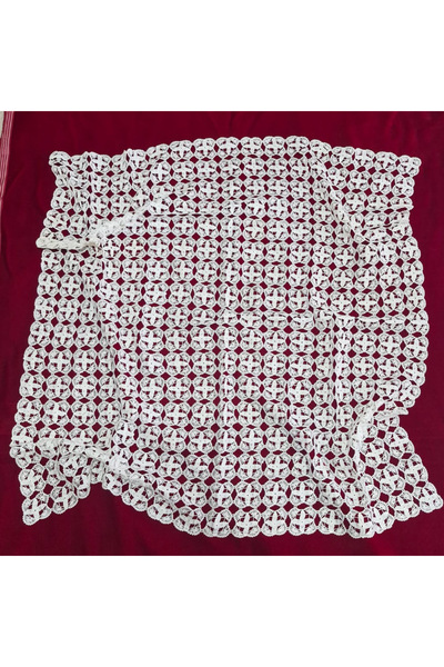 Petek Collection Coffee Table + Set of Lace Covers, 100% Handmade, Dowry Box