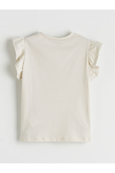 LC Waikiki Crew Neck Ruffle Sleeve Girls' T-Shirt