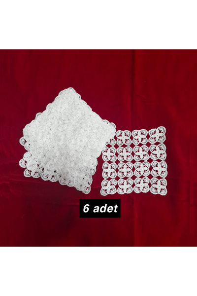 Petek Collection 6-Piece Set of Lace Square Models, 100% Handmade, Dowry Box ...