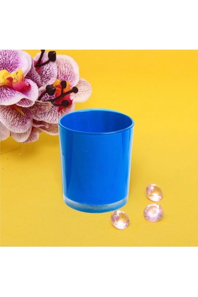 İV BLUE PURPLE Paşabahçe 6 Pieces Blue Pastel Color Glass Candle Holder - Int...