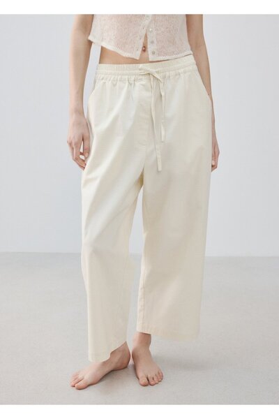 MANGO Woman Pamuklu uzun pijama pantolon