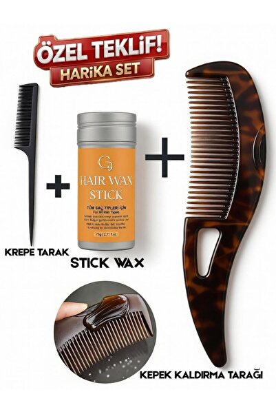 YURISH 3'lü Set Kepek Kaldırma & Anti-Statik Masaj Fırçası & Krepe Tarak & Wax Seti