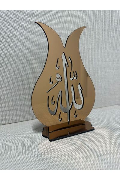 Muhtalif Markalar Aynalı Pleksi Lale Motifli Allah Yazılı Masaüstü Dekor