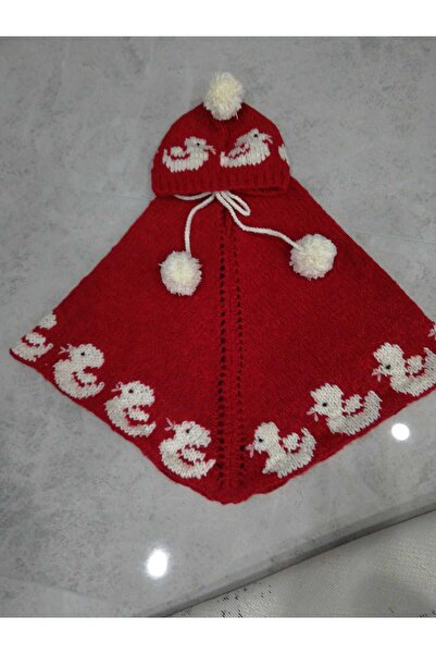 MEGA Megahan Girl's Red Hand-Embroidered Poncho