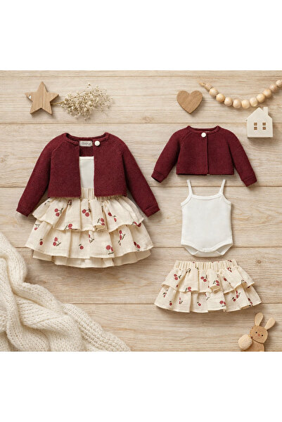 limebabies NIPPERLAND Kız Bebek %100 Pamuklu Hırka + %100 Doğal Bambu Etek Yu...