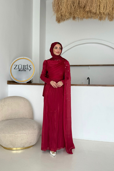 ZENKA GİYİM Nisa Zarif Pelerinli Tesettür Abiye