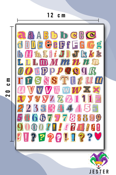 Jester Renkli Harfler Sticker, Çıkartma, Günlük, Ajanda, Planlayıcı, Bullet, ...