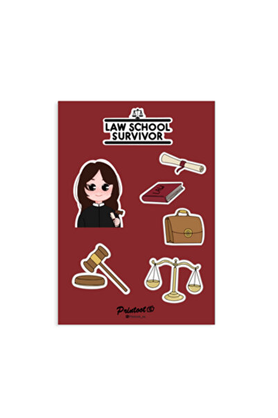 Printoot مجموعة ملصقات تزيينية "الناجي من كلية الحقوق" تضم رموزًا قانونية ومل...