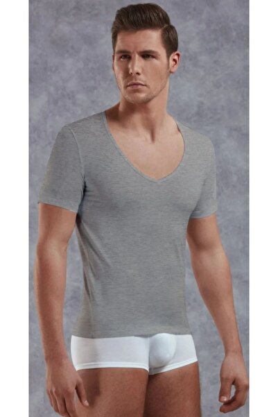 Doreanse Tricou slim cu mânecă scurtă și decolteu în V pentru bărbați modal /...