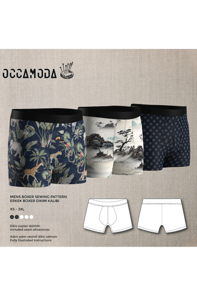 Handmade Erkek Boxer Dikim Kalıbı Ve Dikiş Talimatı– XS / 3XL