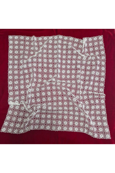 Petek Collection Lace Knitted Coffee Table, Viscose, Tablecloth 100% Handcraf...