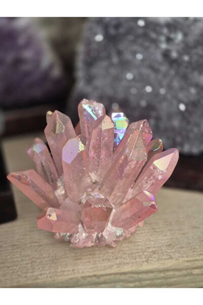 güleçdoğaltaş Pembe Aura Kuvars Doğal Taş Küme - Işıltılı Dekoratif Obje(173 GR)