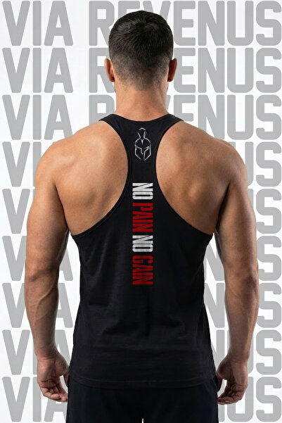 Vordevia No Pain No Gain Baskılı Erkek Stringer Sporcu Atleti - Fitness & Vüc...