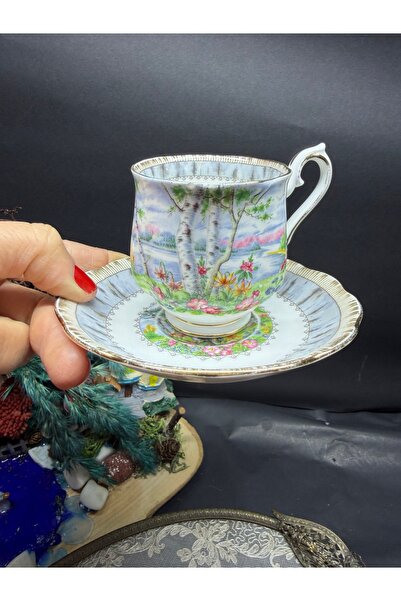 Royal Albert silver birch kahve fincanı