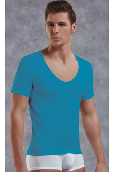 Doreanse Men's Modal / Cotton Leather N V-Neck Short Sleeve Slim Tshirt