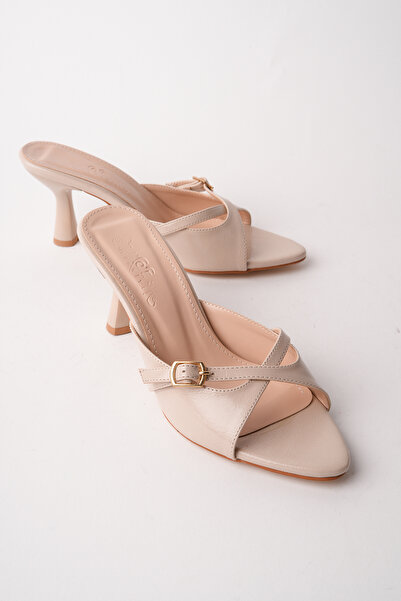 ALFHA Women's Beige Heels Sandals 5 cm Stylish Daily Evening Dress Summer Sho...