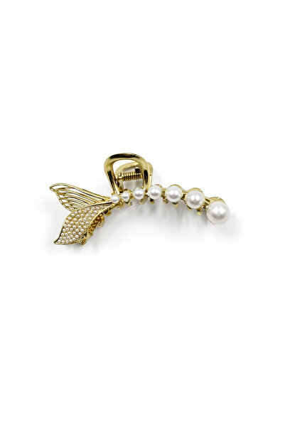 MD Moda Accessories Pearl Detailed Gold Color Leaf Design Latch Buckle