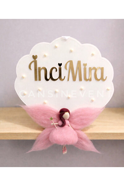 cansınevent Peri Kızı İnci Detaylı İstiridye Kapı Süsü Pleksi 30 cm